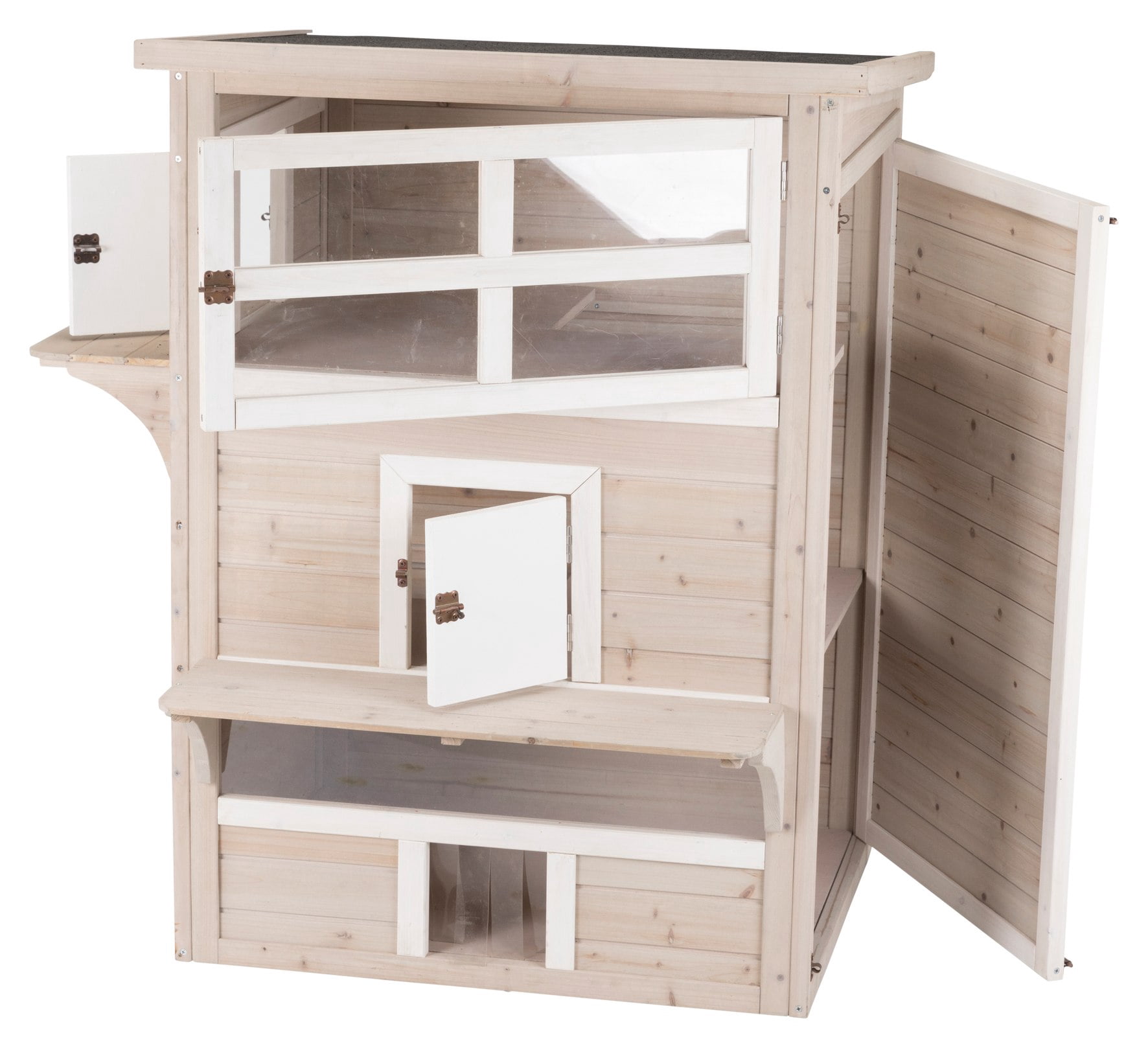 TRIXIE natura 3-Story Weatherproof Outdoor Cat Shelter with Balcony, Gray