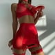 thumbnail image 4 of Echonight-Lencería roja de 5 piezas para mujer, ropa interior elegante, sujetador transparente sin censura, ligas, conjuntos de bragas, trajes sexuales de vendaje, 4 of 5