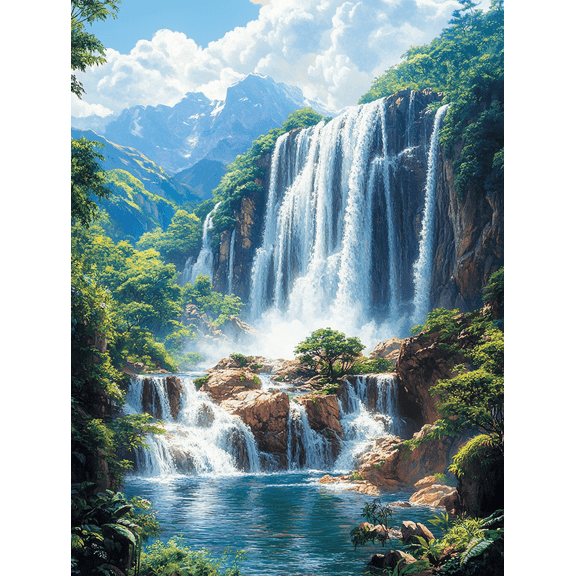 Serene Waterfall Canvas Print/Wall Art, Suitable for Living Room, Bathroom, Office, and Hotel Decoration.