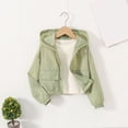 thumbnail image 5 of enyan Girls Zip Up Cropped Windbreaker Jacket Hooded Cargo Lightweight Outerwear(Green,10-11 Years), 5 of 6