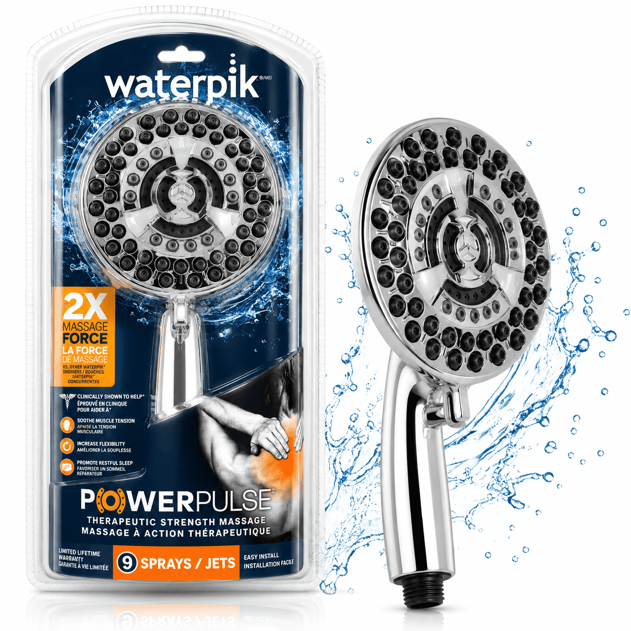 Waterpik Easy Reach Hand Held Shower Head, 6 Spray Settings