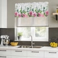 thumbnail image 4 of 2 Pack Valances for Window, Spring Pink Roses Short Curtains for Kitchen Bedroom Living Room, Pastoral Eucalyptus Leaves Gray Wooden Rod Pocket Small Window Treatment Valance Drapes 42 x 12 Inch, 4 of 8
