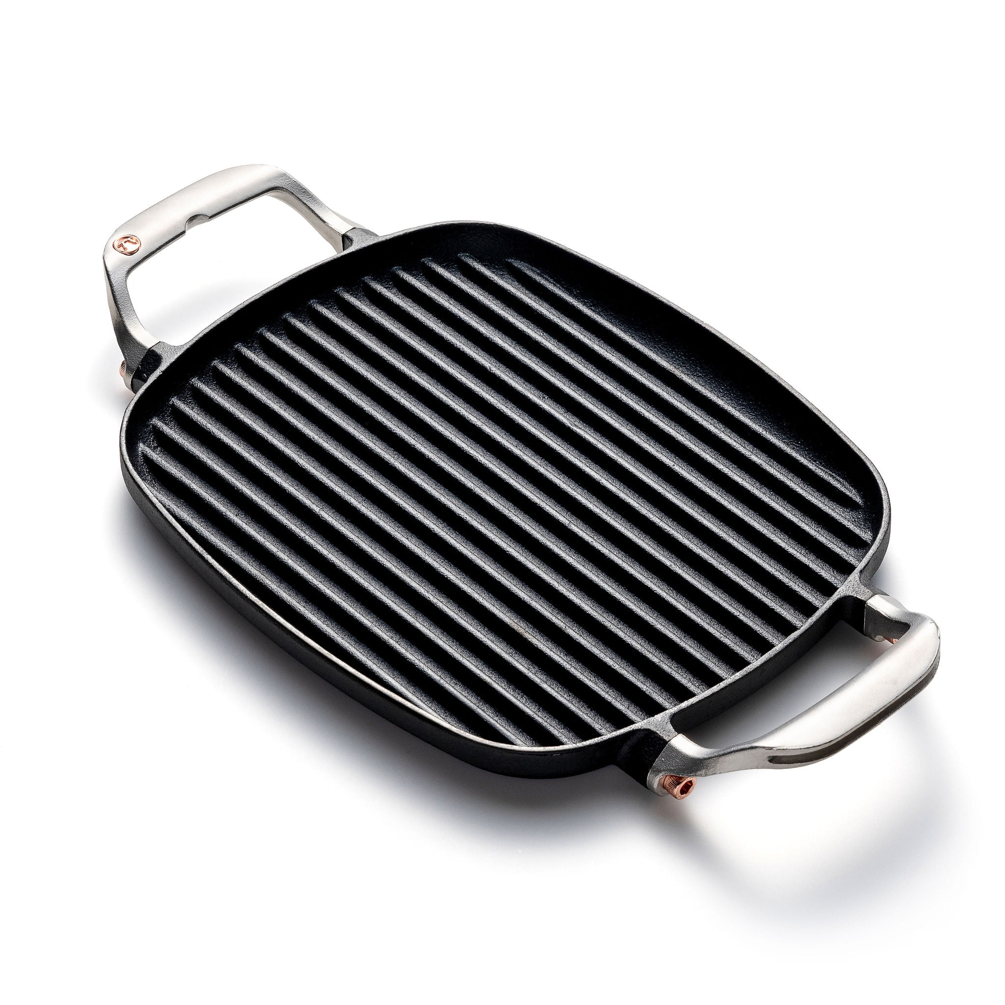 LAVA CAST IRON Lava Enameled Cast Iron Skillet 10 inch-3-Compartment Frying  Grill Pan Self Handled Rectangle