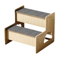 thumbnail image 4 of Escaleras de madera para perros, escalones portátiles para perros con alfombra, escaleras para mascotas y gatos para cama, escaleras para mascotas con 2 pasos, 4 of 9