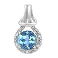 thumbnail image 2 of Mauli Jewels Engagement Necklace for Women 2.25 Carat Round Shaped Blue Topaz and Diamond Pendant 4-prong 10K White Gold|Silver Chain, 2 of 5