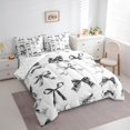 thumbnail image 3 of Manfei Cartoon Ribbon Bed in a Bag King size, Princess Grey Bow Bed Set, Cute Bowknot Reversible Bedding King Size, Breathable Room Decorative, 7pcs, 3 of 6