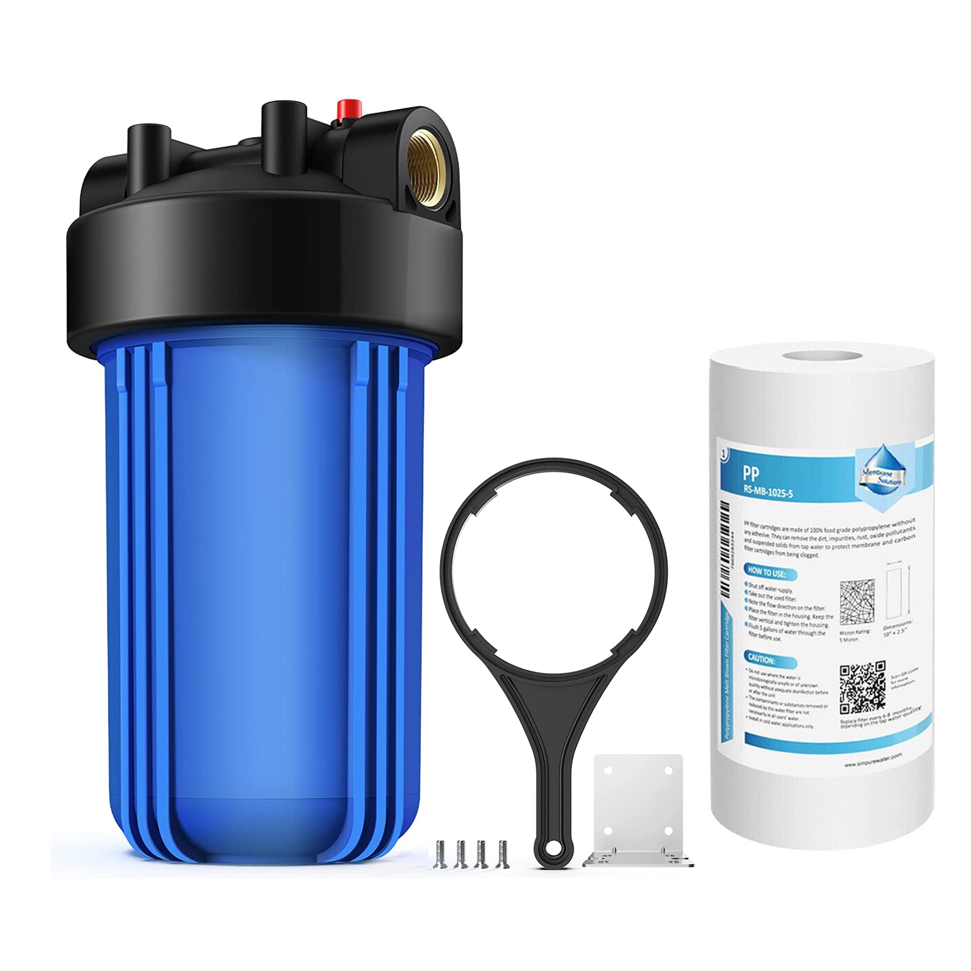 SimPure DB10P Whole House Water Filter Housing,10"x4.5" Sediment Carbon