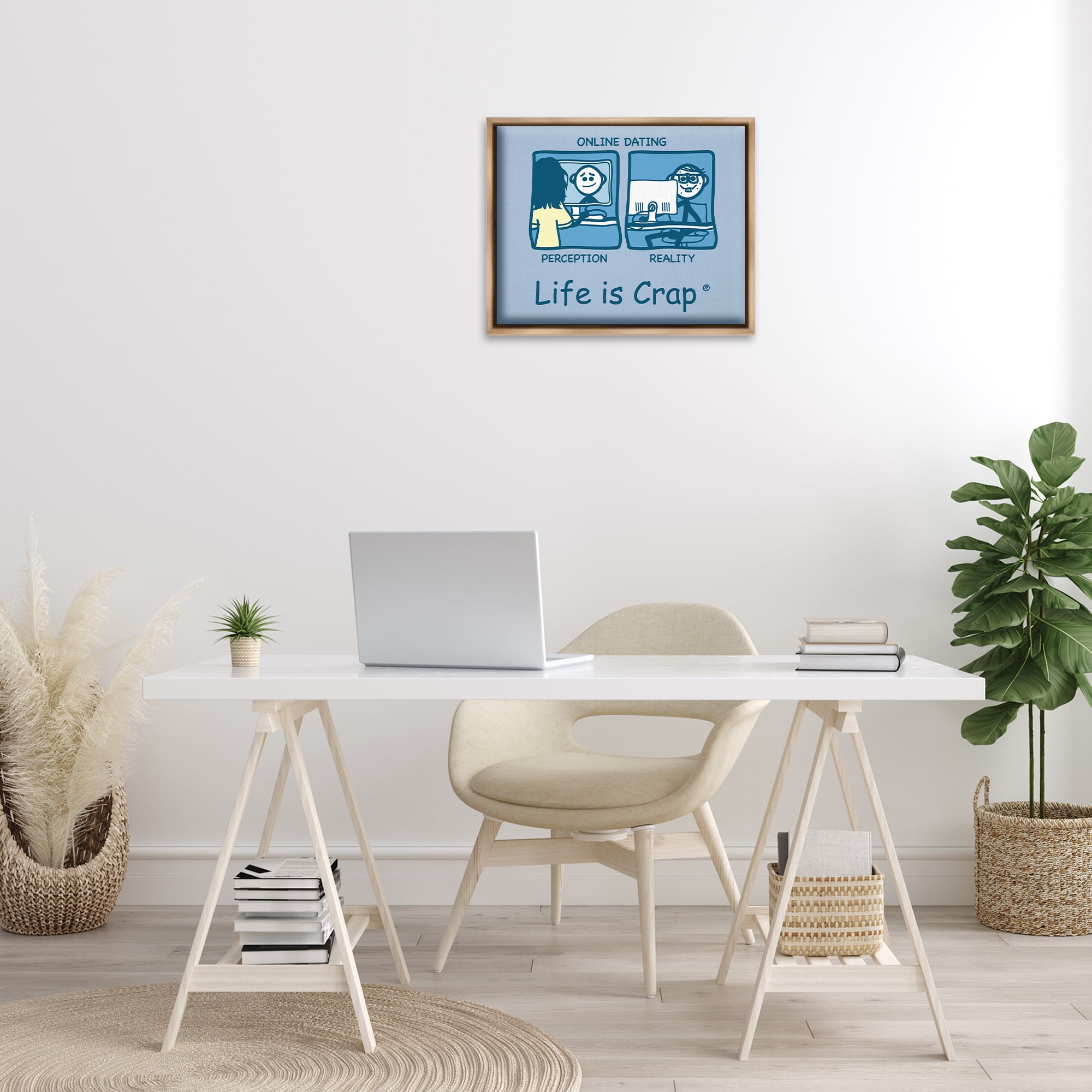 Stupell Industries Perception and Reality Dating Novelty & Humor Painting Brown Floater Framed Canvas Art Print Wall Art, 21 x 17
