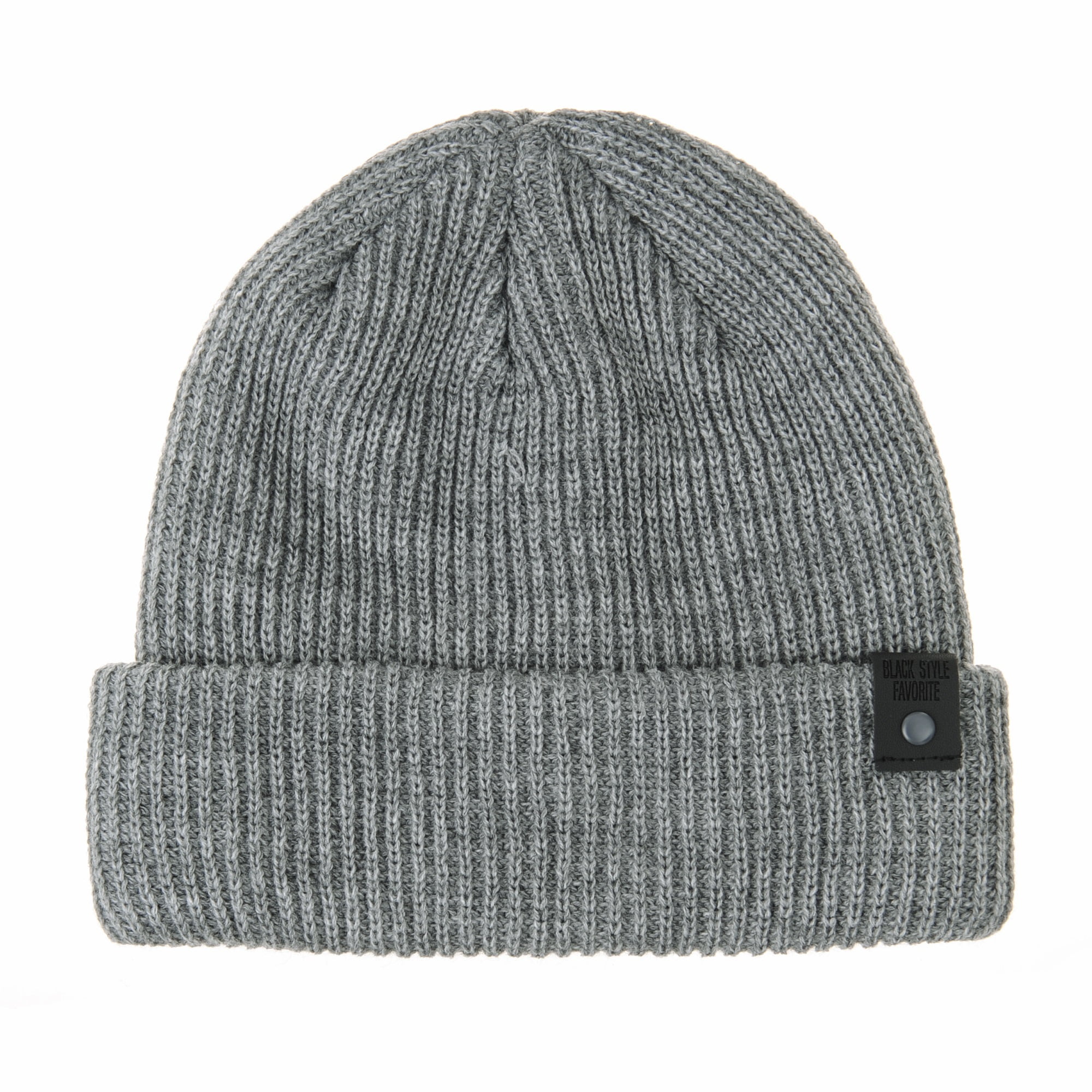 WITHMOONS Beanie Hat Ribbed Slouchy Faux Leather Patch CR5800 (Grey ...