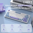 thumbnail image 2 of X85 Wireless Mechanical Keyboard, TKL 82 Keys Bluetooth 5.0/2.4GHz/USB-C Hot Swappable Custon Keyboard, Knob Control, Gasket Structure, RGB Backlit Gaming Keyboard for PC/Mac/PS4/Xbox (Purple), 2 of 9