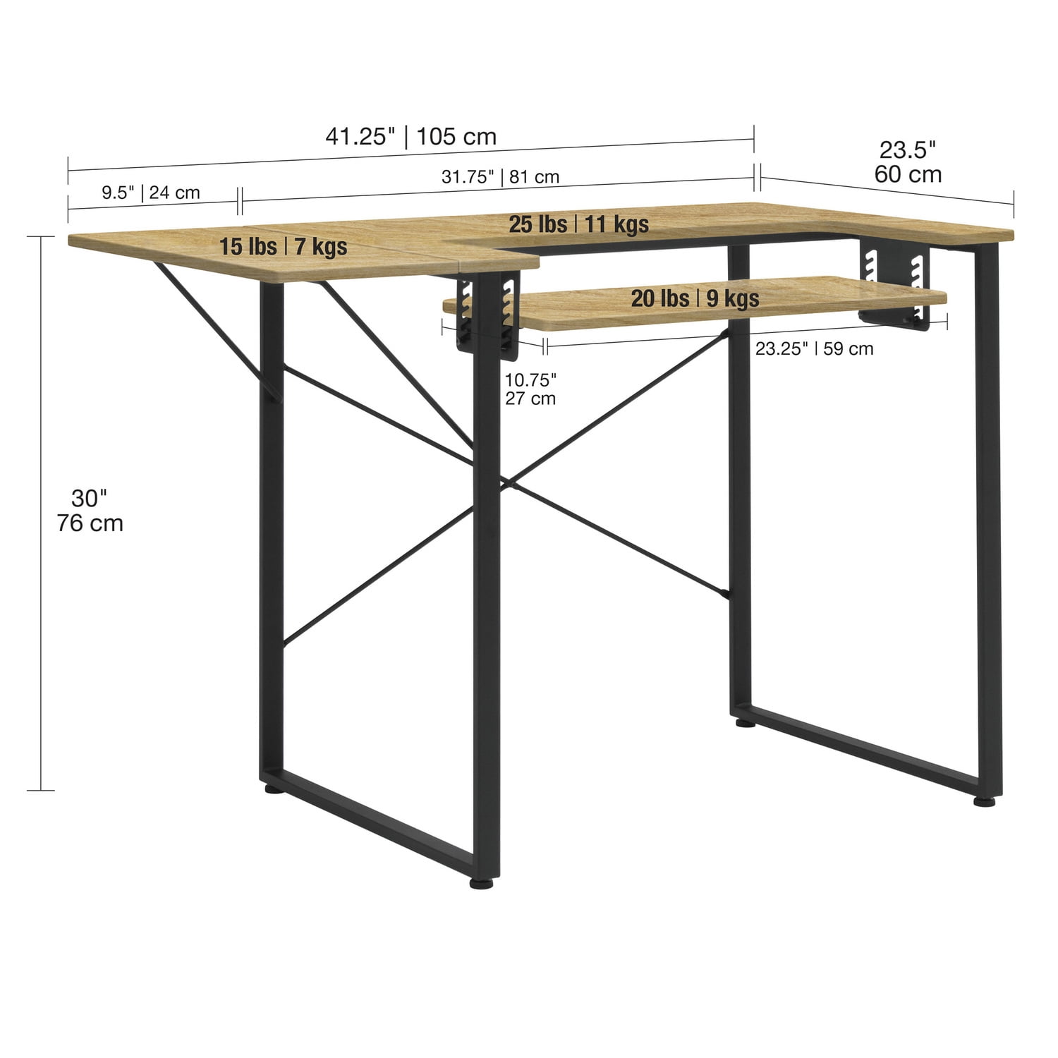 Sew Ready Dart Sewing Machine Table with Folding Top and Adjustable Platform, Black/ Ashwood