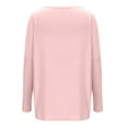 thumbnail image 6 of Elvqul Tops for Women Plus Size Pink Long Sleeve Tshirt Tops for Women Trendy Solid Loose Round Neck Tops, 6 of 7