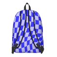 thumbnail image 3 of Blue Wavy Checkered Pattern Backpack for School, Cute School Bag with Adjustable Shoulder Straps and Padded Back, 15.7"x11.8"x5.5", 3 of 5