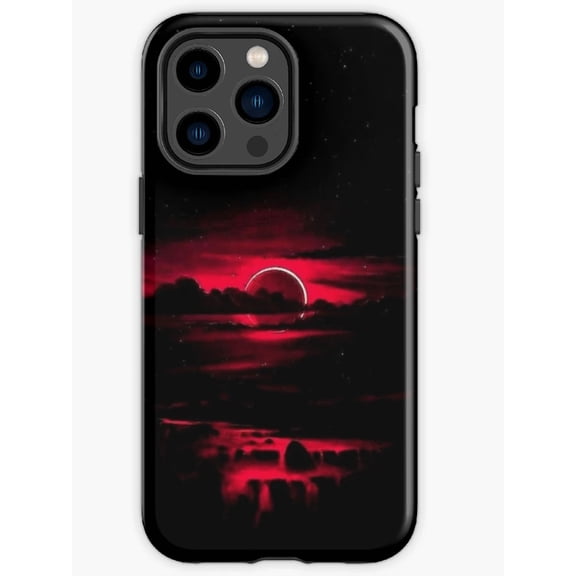 Red Sky Glow in the Dark Effect Pattern Night Luminous A065 Protective Case for iPhone 17 16 15 14 13 12 11 Pro Max