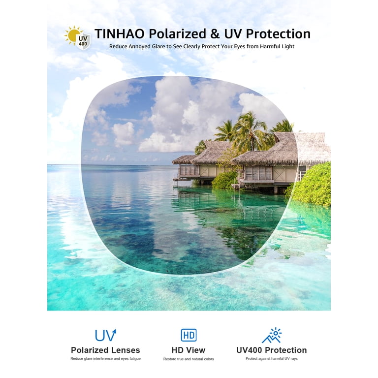 TINHAO Fit Over Square Polarized Sunglasses, Black photo 6