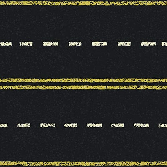 Yellow Street lines roadway Edible Cake Topper  fits 1/4 Sheet cake or larger