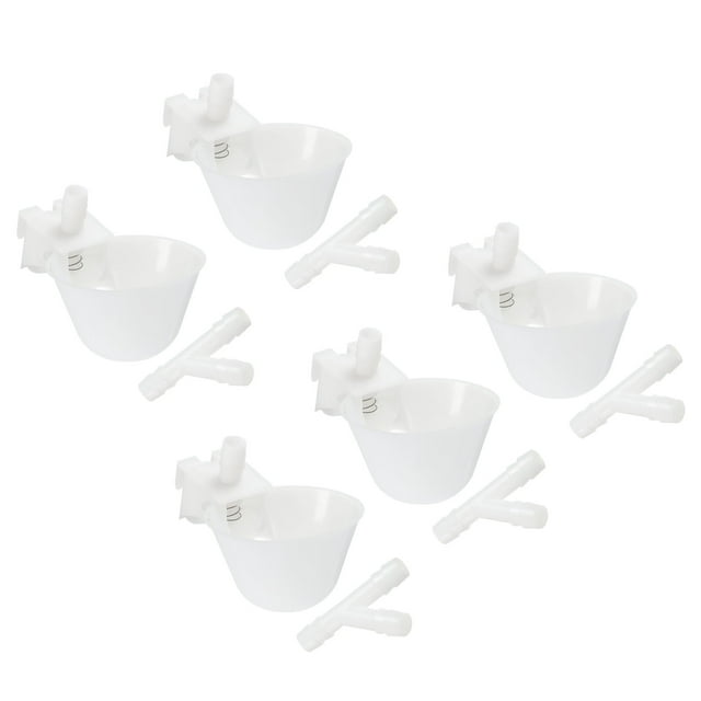 Uxcell Tazas de Bebida para Pollos Automáticas con Pitorro, Tazón de Agua Frontal Ajustable, Paquete de 5, Blanco