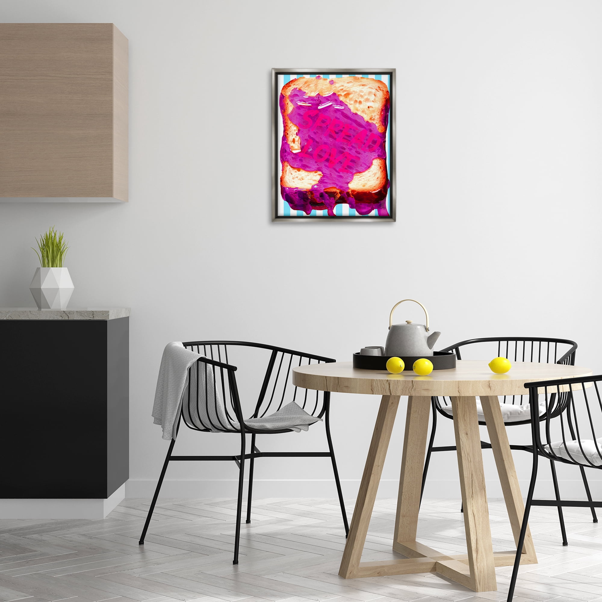 Stupell Industries Spread Love Toast Food & Beverage Painting Gray Floater Framed Art Print Wall Art, 17 x 21