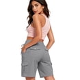 thumbnail image 4 of 9" 10" Inseam Hiking Cargo Shorts Womens 6 Pockets Pull on Bermuda Shorts Lightweight Quick Dry Outdoor Workout Running Athletic Short Summer Travel Loose Gray S, 4 of 6