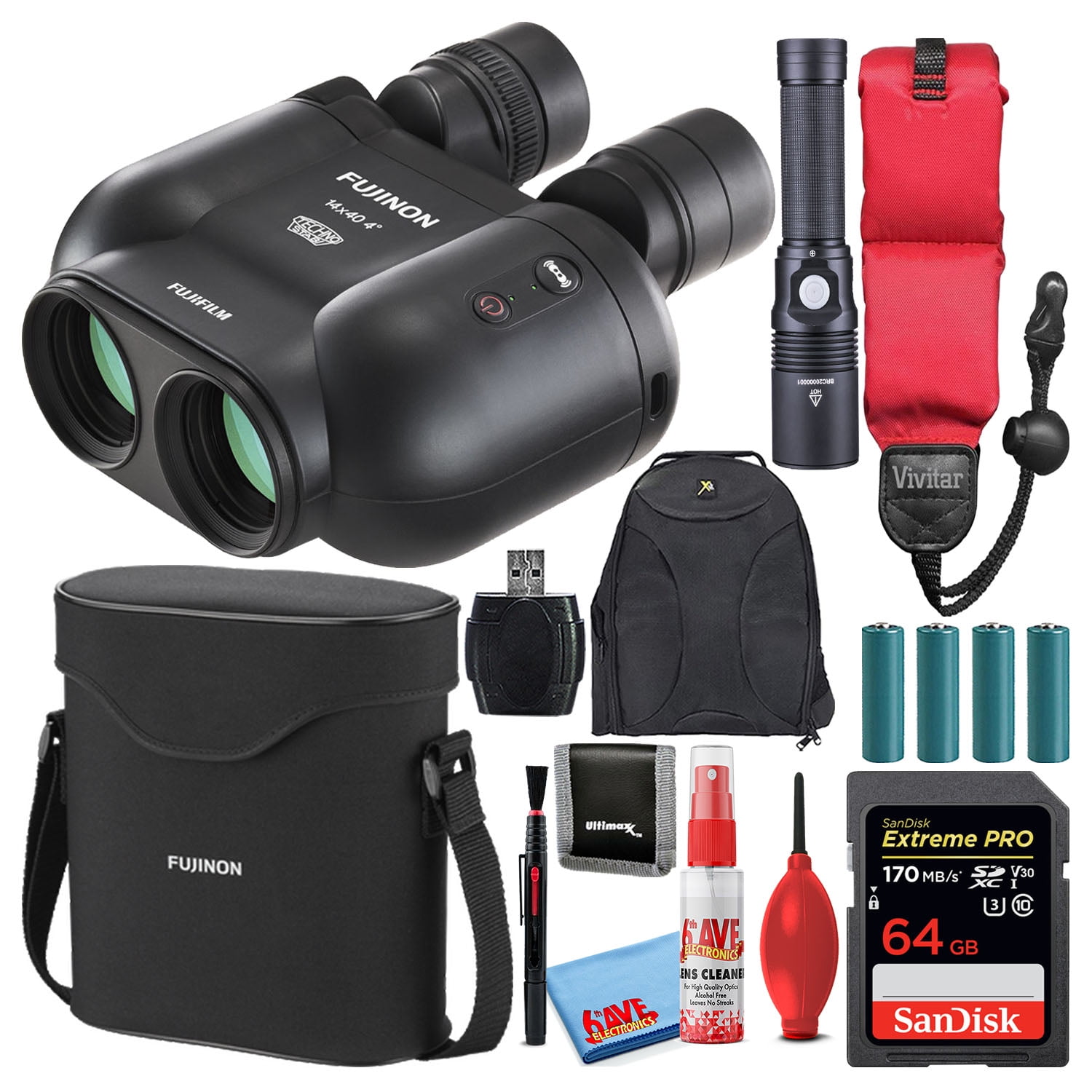 Fujifilm 14x40 TSX1440 Techno-Stabi Image-Stabilized Binoculars Bundle