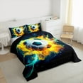 thumbnail image 2 of Manfei Sport Game Gaming Bedding Comforter Set,Kids Soccer Football Twin Comforter Sets,Orange Cyan Black Bedding Set For Teens,Breathable Home Decor Reversible,2pcs, 2 of 7