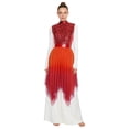 thumbnail image 6 of iiniim Women's Sequined Liturgical Worship Praise Dance Dresses Gradient Mesh Irregular Church Worship Tunic Red XL, 6 of 7