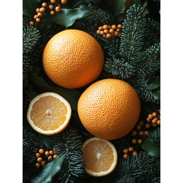 Qisvanset 12x16 Inch Citrus Berry Holiday Canvas Wall Art, Seasonal Orange Evergreen Rustic Winter Home Decor