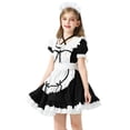thumbnail image 5 of HOMADLES Girl's Cotton Princess Dress Bow Crewneck Long Sleeve Color Block Children's Swing Dresses Princess Dress White 4-5T, 5 of 6