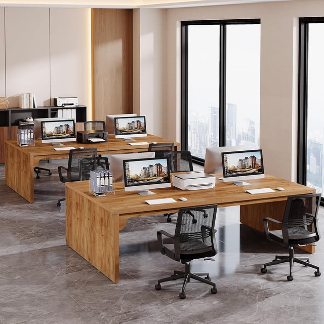 13FT Large Rectangle Conference Table, Long Meeting Table Business Tables for 10-14 People (Two Tables)