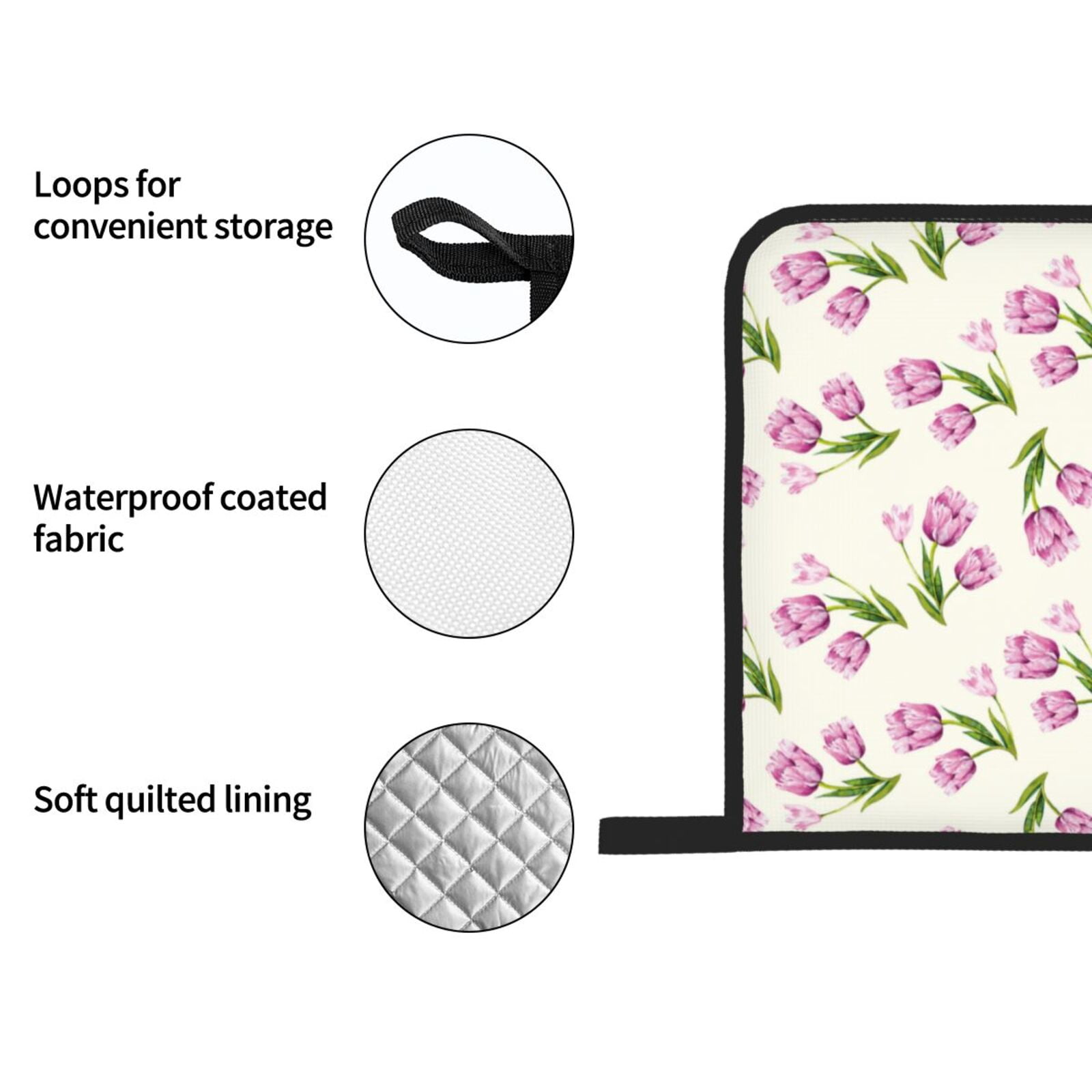 Naloa Tulips Flowers Oven Mitts and Pot Holders 4 pcs Set, Cooking Baking Grilling Kitchen Oven Glove for Cooking