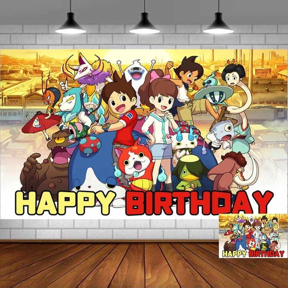 Yokai Watch Backdrop Banner Party Supplies Poster Movie Theme Background for Photography Kids Birthday Decorations