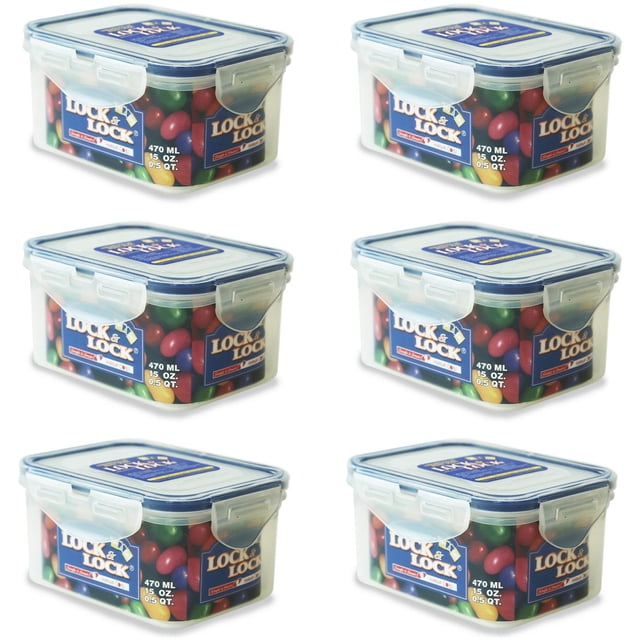 Contenant Alimentaire Rectangulaire Étanche Lock & Lock, Ensemble de 6 (15 oz Chacun)