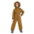 thumbnail image 5 of KAUOD Boys Girls One Piece Waterproof Snowsuits Thick Insulated Winter Outdoor Ski Jumpsuits Kids Faux-F𝐮r Hood Bib Overall, 5 of 9