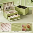 thumbnail image 5 of BIQI MUSSE 4 Layer Jewelry Box with Flowing-Gold Decoration Glass Lid, Drawer Jewelry Storage, With Big Mirror, Double-sided Organizer for Necklaces Earrings, With Key Lock, 5 of 8
