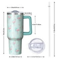 thumbnail image 2 of 1pc Flamingo 40oz Tumbler with Straw & Handle - Insulated Stainless Steel Cup | Holiday Gift for Man Women (Christmas, Valentine's, Birthday), 2 of 7