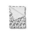 thumbnail image 2 of Grey and White Soft Flannel Fleece Blanket, Tropical Palm Leaves Botanical Exotic Jungle Hawaiian Rainforest Pattern, Cozy Plush for Indoor and Outdoor Use, 60" x 80", Grey and White, by Ambesonne, 2 of 5