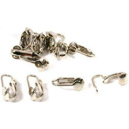 Gold Plated Jewelry Findings - 12 White Gold Plated Clip On Earrings Jewelry Findings
