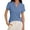 Blue, variant on V Neck Loose Fit Short Sleeve Shirt For Women Spring Summer Tail Hem Blouse Top
