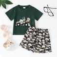 thumbnail image 2 of UngA Toddler Baby Boys Summer Clothes 3 6 12 18 24 Months 2T 3T 4T 5T Boys Outfits Letter Print Short Sleeve Tops Camouflage Shorts Outfits(Green,2-3 Years), 2 of 7