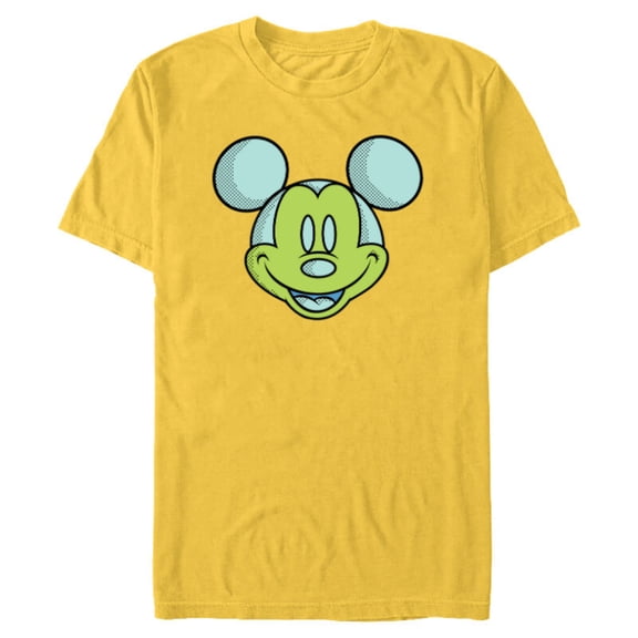 Disney Mickey Mouse Happy Smiling Face Retro Pop Art - Short Sleeve Blended T-Shirt for Adults - Customized-Yellow