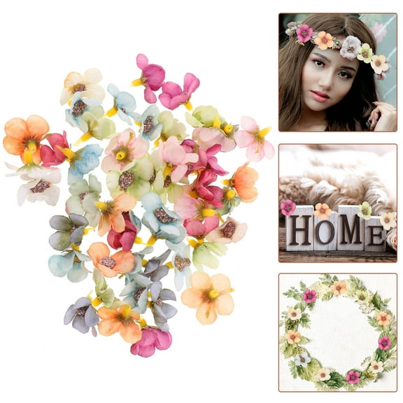 NIAIZEK Silk Mini Flowers for DIY Crafts Assorted Color Lifelike Fake Flower Heads for Embellishing 50pcs