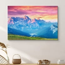 PixonSign Framed Wall Art Print Neon Mountain Range & Forest Nature Wilderness Photography Realism Southwest Closeup Colorful Multicolor Neon for Living Room, Bedroom, Office - 32"x48"