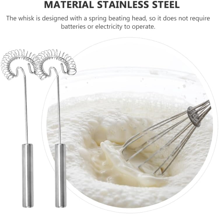 Manual Milk Frother Egg Beater Hand Mixer Stainless Steel Whisk Kitchen Beating Tool for Coffee Latte Hot Chocolate