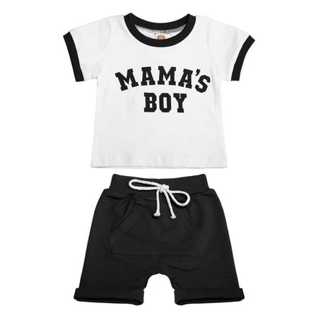 

HIBRO Baby Boys Clothes Summer Short Sleeve Letter T Shirt Tops Elastic Solid Shorts Casual Outfits Set Baby Boy Clothes Bundle Packages Toddler Sweatshirt 4t