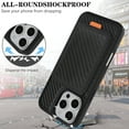 thumbnail image 4 of Case for iPhone 13 Pro, Carbon Fiber Back Case + Carbon Fiber Back Card Bag, RFID Blocking Anti-Scratch Protective Magnetic Kickstand Phone Case Cover for iPhone 13 Pro, Black, 4 of 10