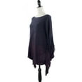 thumbnail image 3 of Styles I Love Womens Knit Two Tone Batwing Fringe Poncho Cardigan Pullover Cozy Sweater Wrap Jacket (Navy Blue), 3 of 6