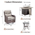 thumbnail image 2 of Planntonneo 7 Pieces Outdoor Patio Furniture Set with Fire Pit Table, 4 Swivel Rocking Chairs with 6" Thick Cushion and 2 Rattan Tables for Porch Deck Garden Backyard, Brown/Beige, 2 of 13