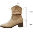 thumbnail image 5 of Women's Mid Calf Boots Suede Slouchy Wide Calf Block Heel Square Toe Slip on Casual Winter Western Ankle Booties, 5 of 7