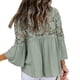 thumbnail image 5 of Qarigey Camisa de mujer Blusa de encaje con cuello en V Camisa de color sólido V Botón de manga larga Top Prendas para la parte del cuerpo Verde M, 5 of 6