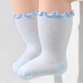 thumbnail image 3 of ITSAME Baby Girls Crew Socks Ruffle Cuff Breathable Cotton Thin Solid Color Mid-Calf Casual Socks for Infants Blue Size 12M, 3 of 10
